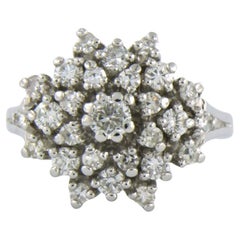 Cluster ring set with diamonds up to 1.00ct - 14k white gold
