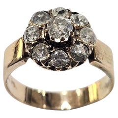Cluster Ring Spanisch S.XIX Diamant 0,72 Ctw. Alte Mine Schliff Gelbgold 18 Karat