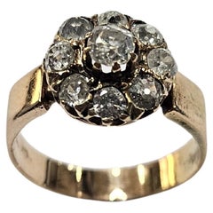 Bague Cluster espagnole S.XIX Diamant 0.72 Ctw. Or jaune 18 carats, taille mine ancienne