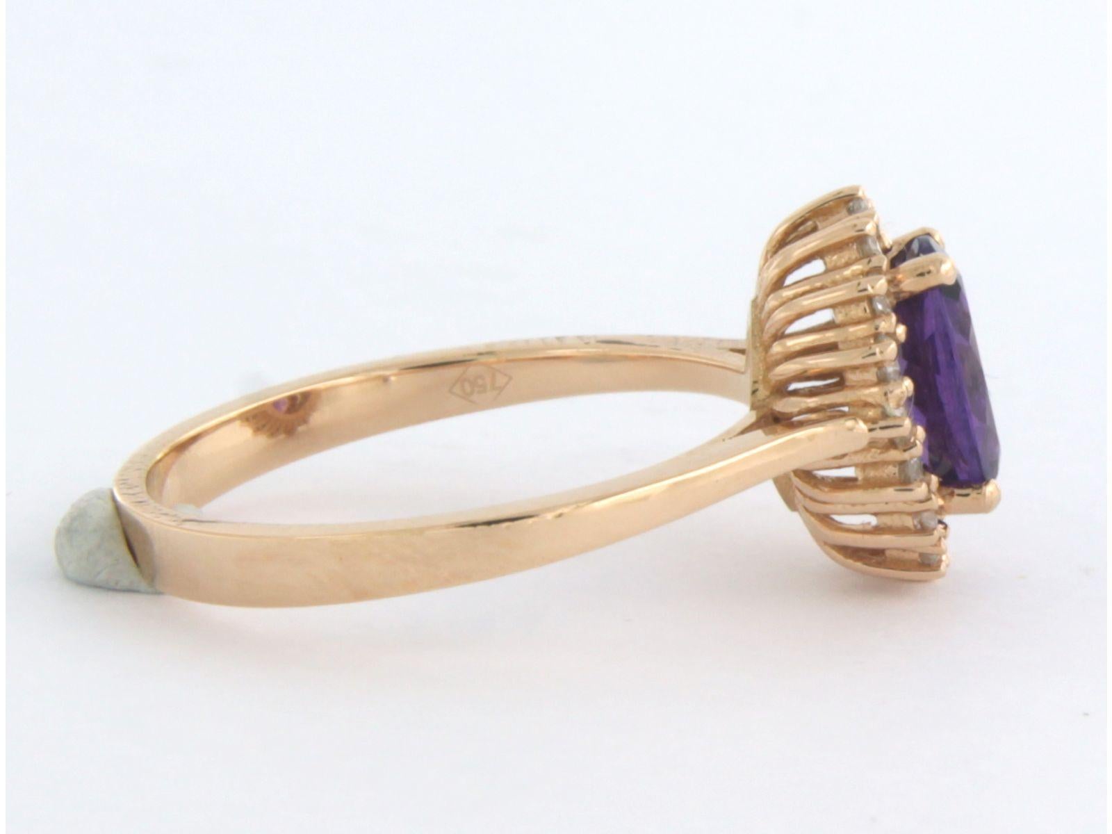 Women's Cluster ring with Amethyst and Diamond 18k pink gold For Sale