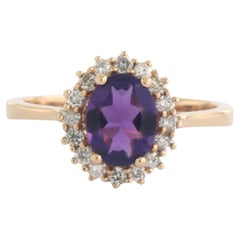Cluster ring with Amethyst and Diamond 18k pink gold