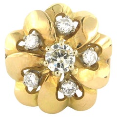 Cluster ring with brilliant cut diamonds up to 0.45ct 14k yellow gold 5.7 grams