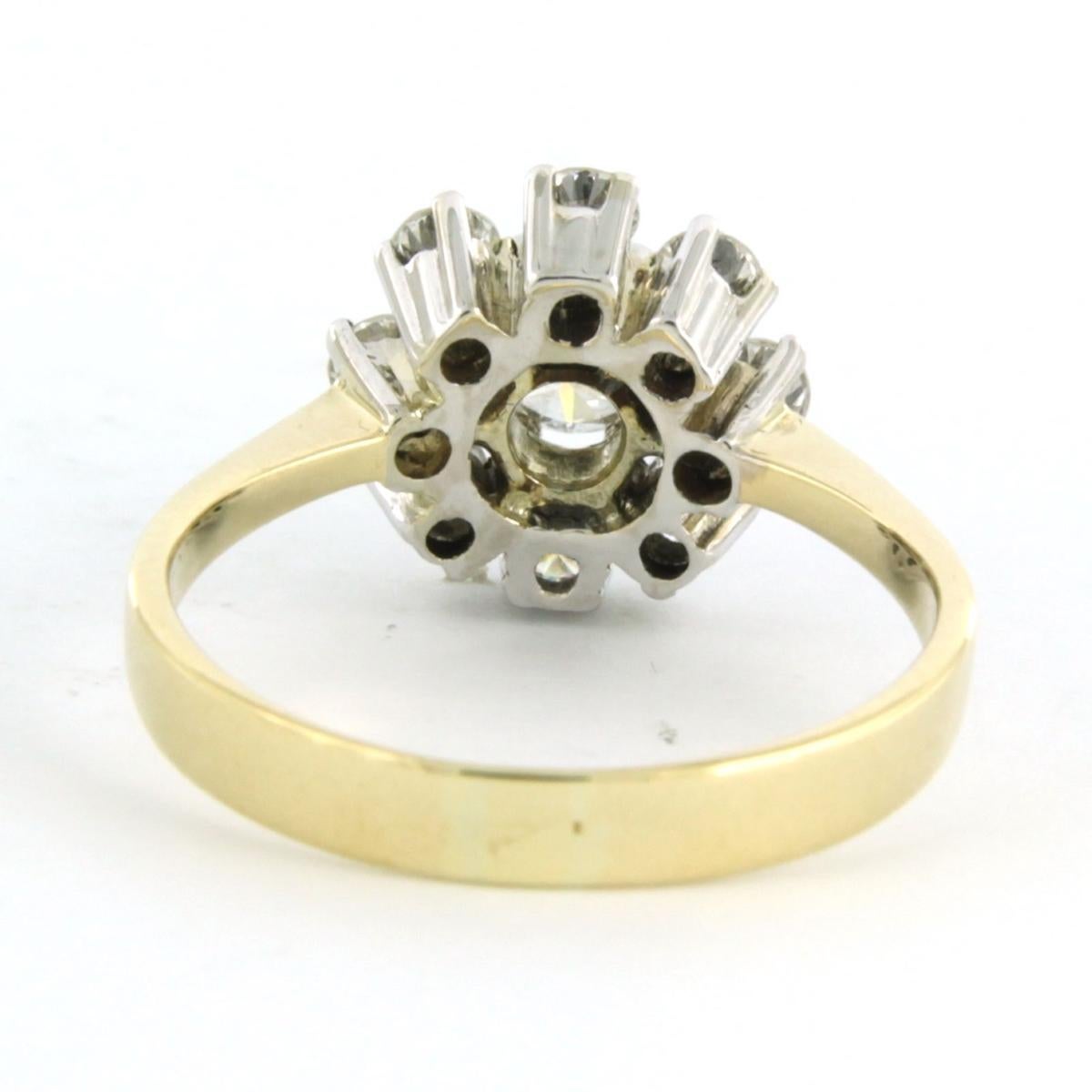 Bague à grappes avec diamants de taille brillant jusqu'à 0,93ct or 14k 4,2 grammes Excellent état - En vente à The Hague, ZH