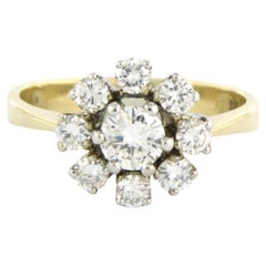 Cluster-Ring mit Diamanten im Brillantschliff bis zu 0,93ct 14k Gold 4,2 Gramm