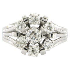 Anello a grappolo con diamante taglio old mine fino a 1,00ct in platino