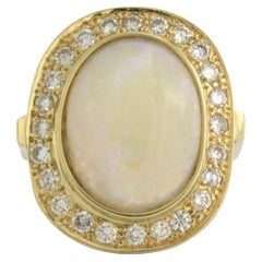 Bague grappe avec opale et diamants jusqu'à 1,50 carat or jaune 14 carats