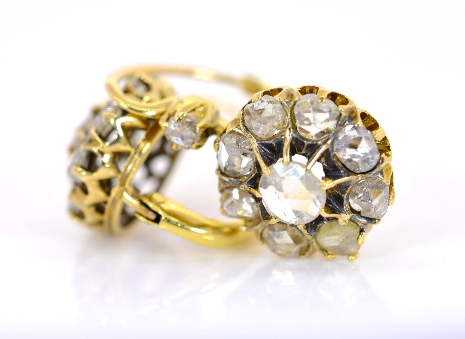 Vintage Rose Cut Diamonds Earrings In Good Condition In Beverly Hills, CA