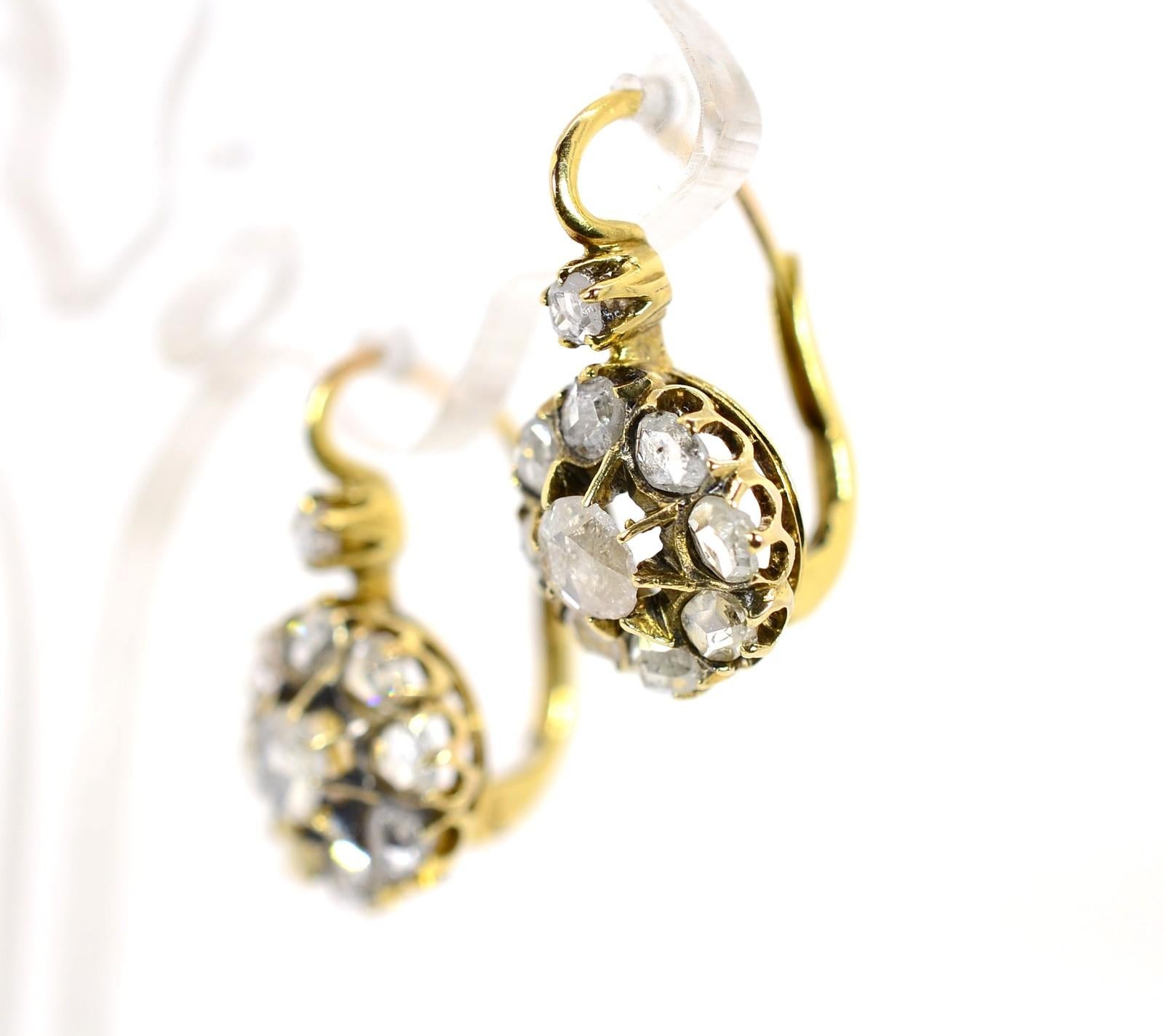 Women's Vintage Rose Cut Diamonds Earrings