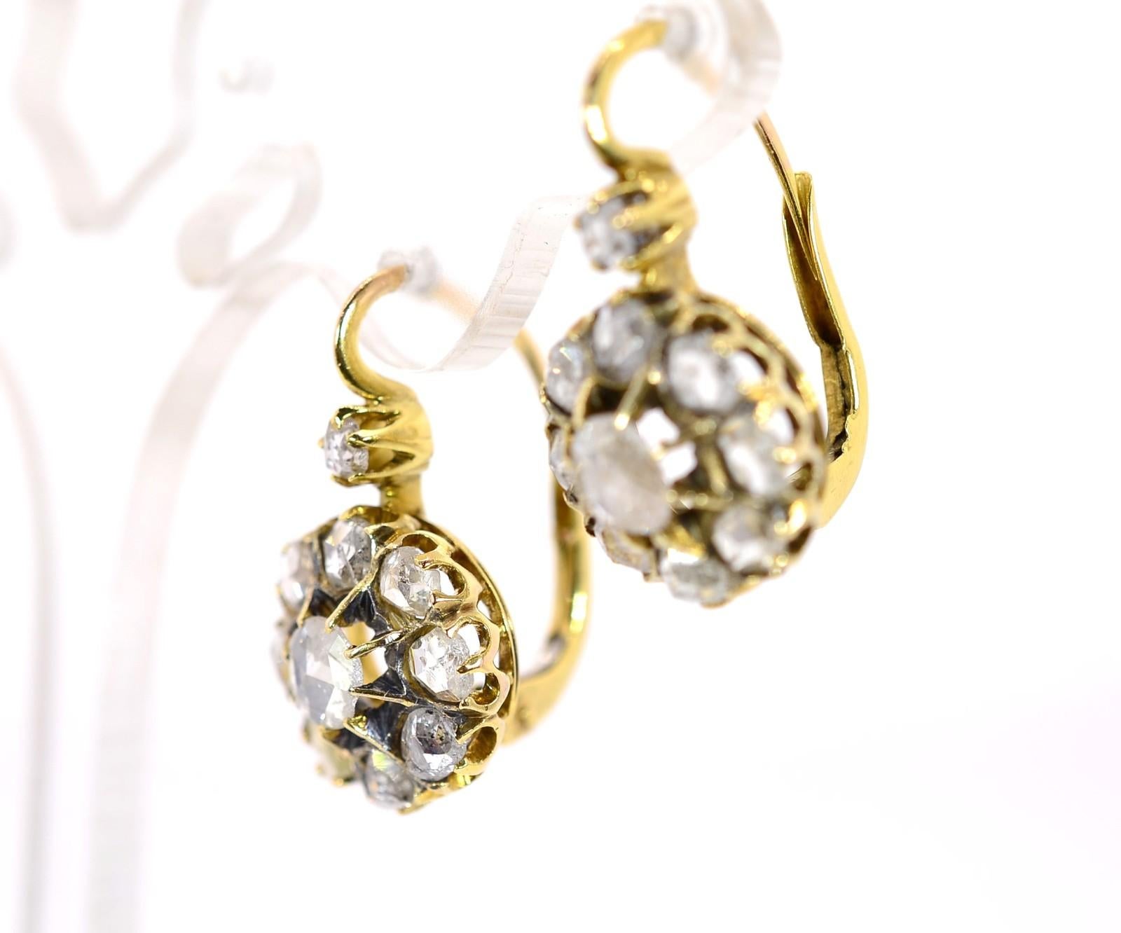 Vintage Rose Cut Diamonds Earrings 1