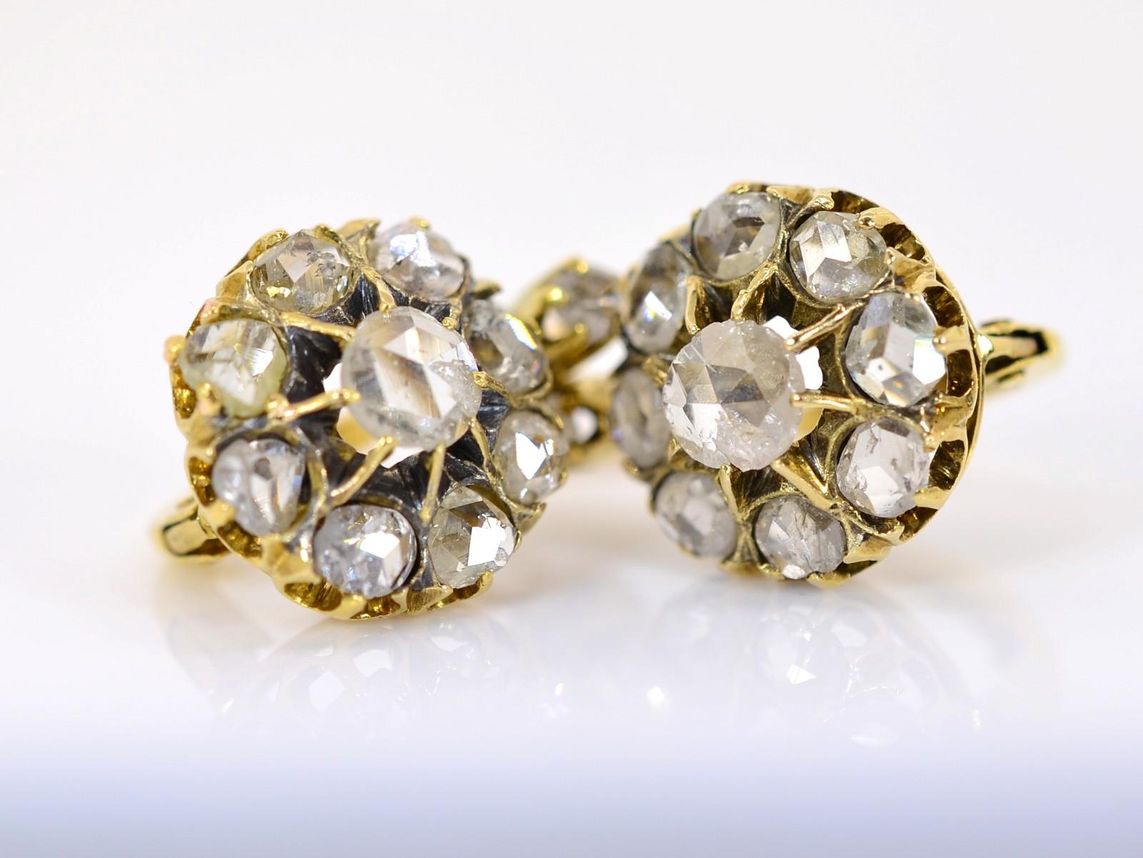 Vintage Rose Cut Diamonds Earrings 2