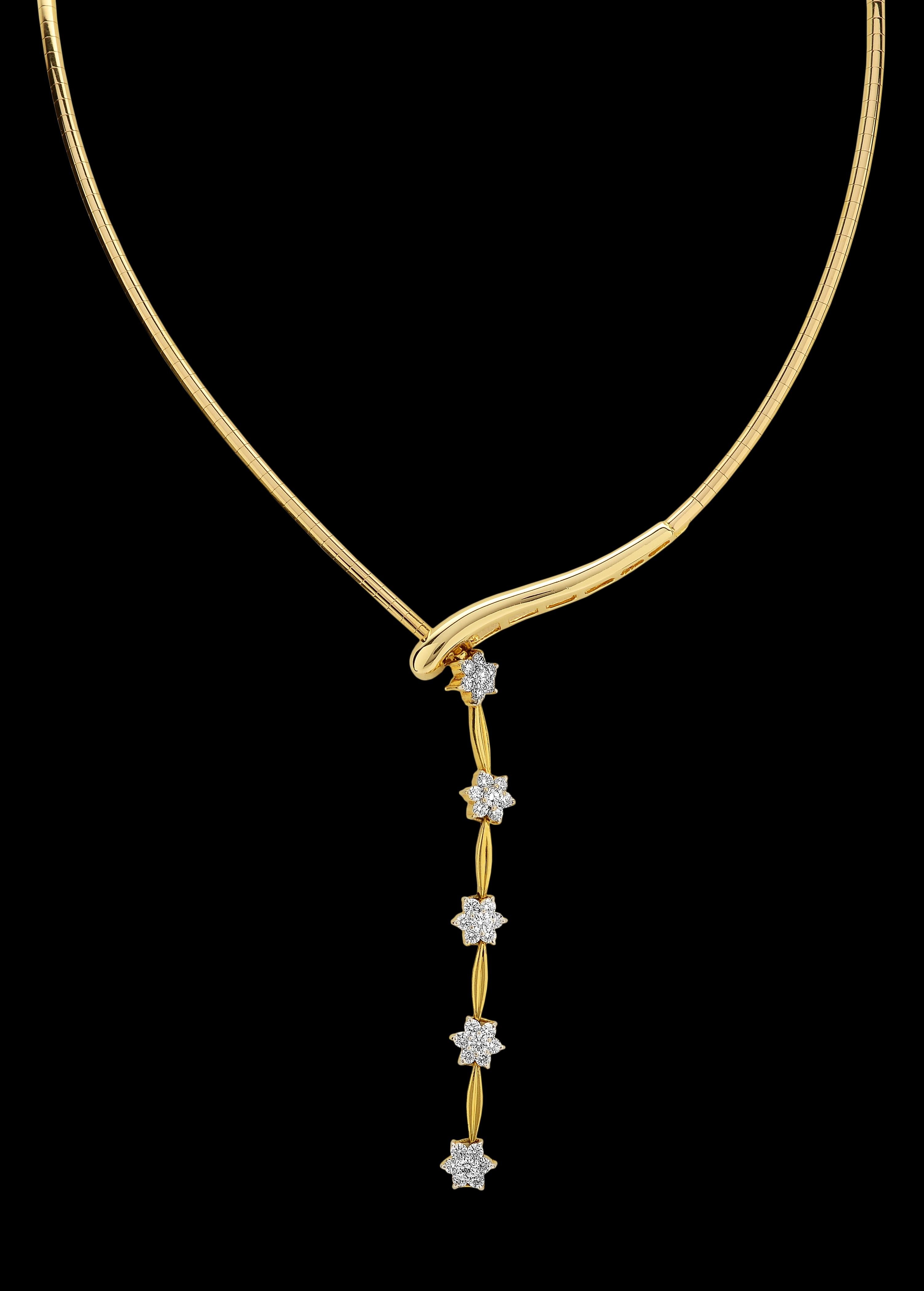 Collar serpiente/serpiente de diamantes en oro amarillo de 18 quilates en venta 2