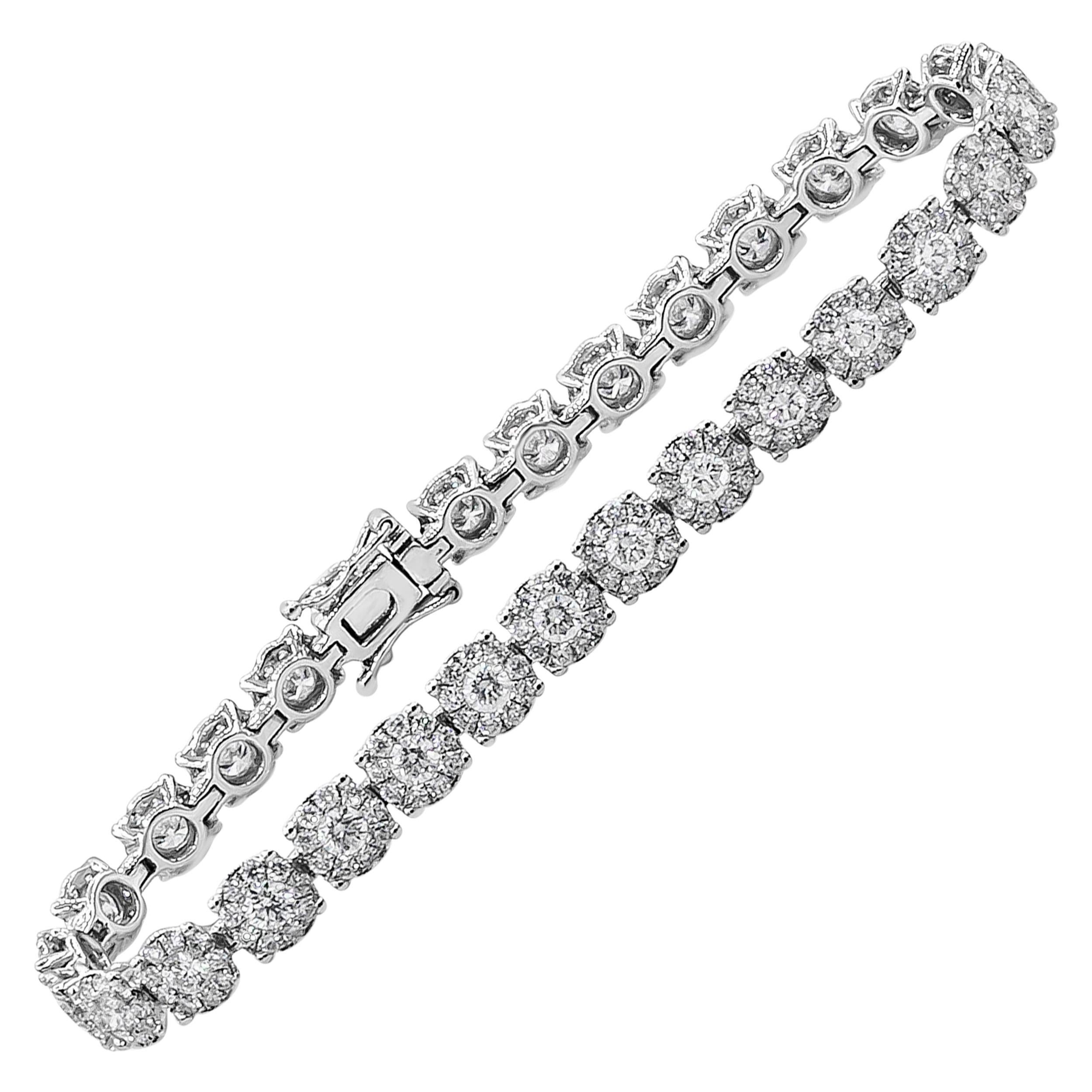 Roman Malakov Cluster Round Diamond Illusion Tennis Bracelet