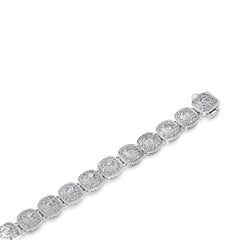 Roman Malakov 3.06 Carats Total Round Cut Diamond Cluster Halo Tennis Bracelet