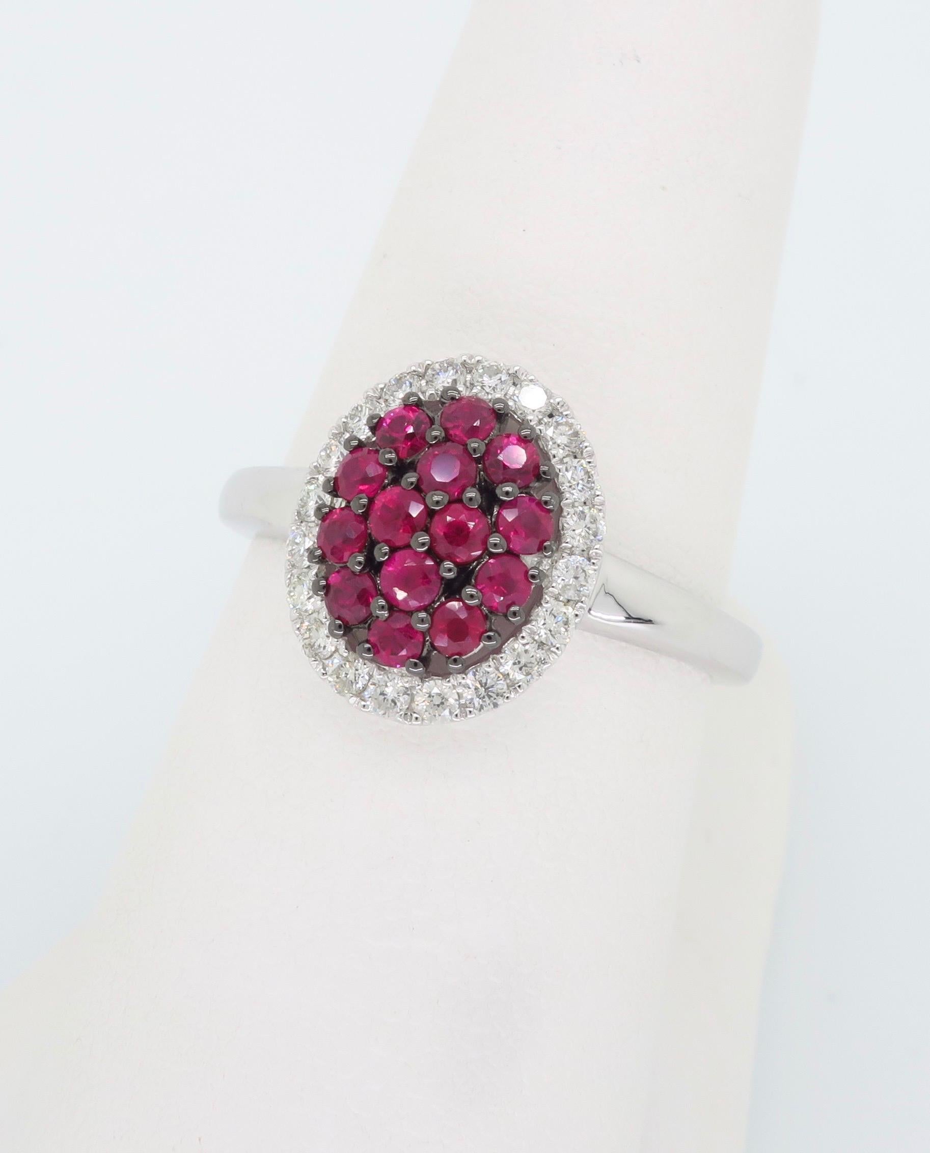 Cluster Ruby Ring Surrounded by a Halo of Diamonds 2