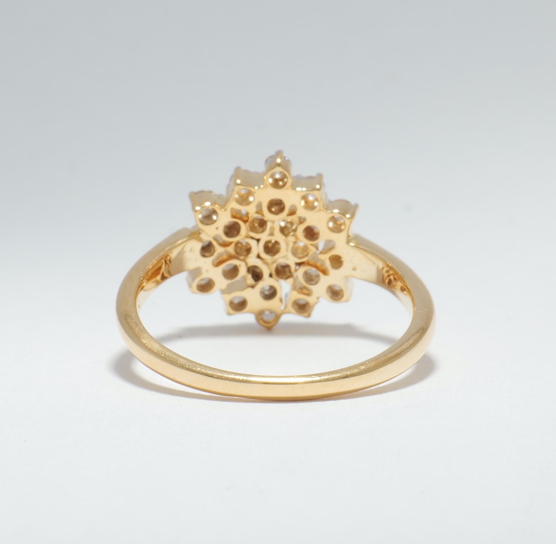 Cluster Schneeflocken Diamantring aus 14k massivem Gold (zertifiziert) Damen im Angebot