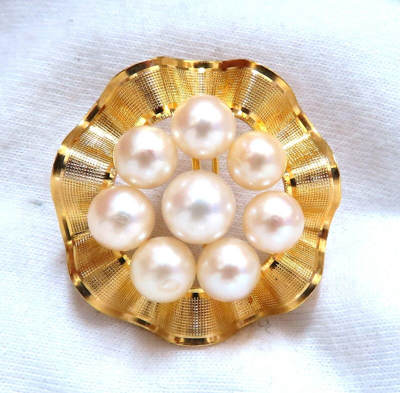 Uncut Cluster South Sea Pearls Pin 14kt Gold For Sale