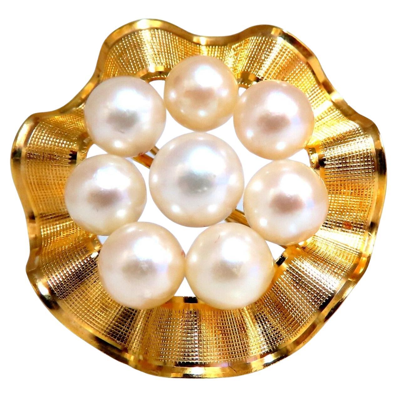Cluster South Sea Pearls Pin 14kt Gold For Sale