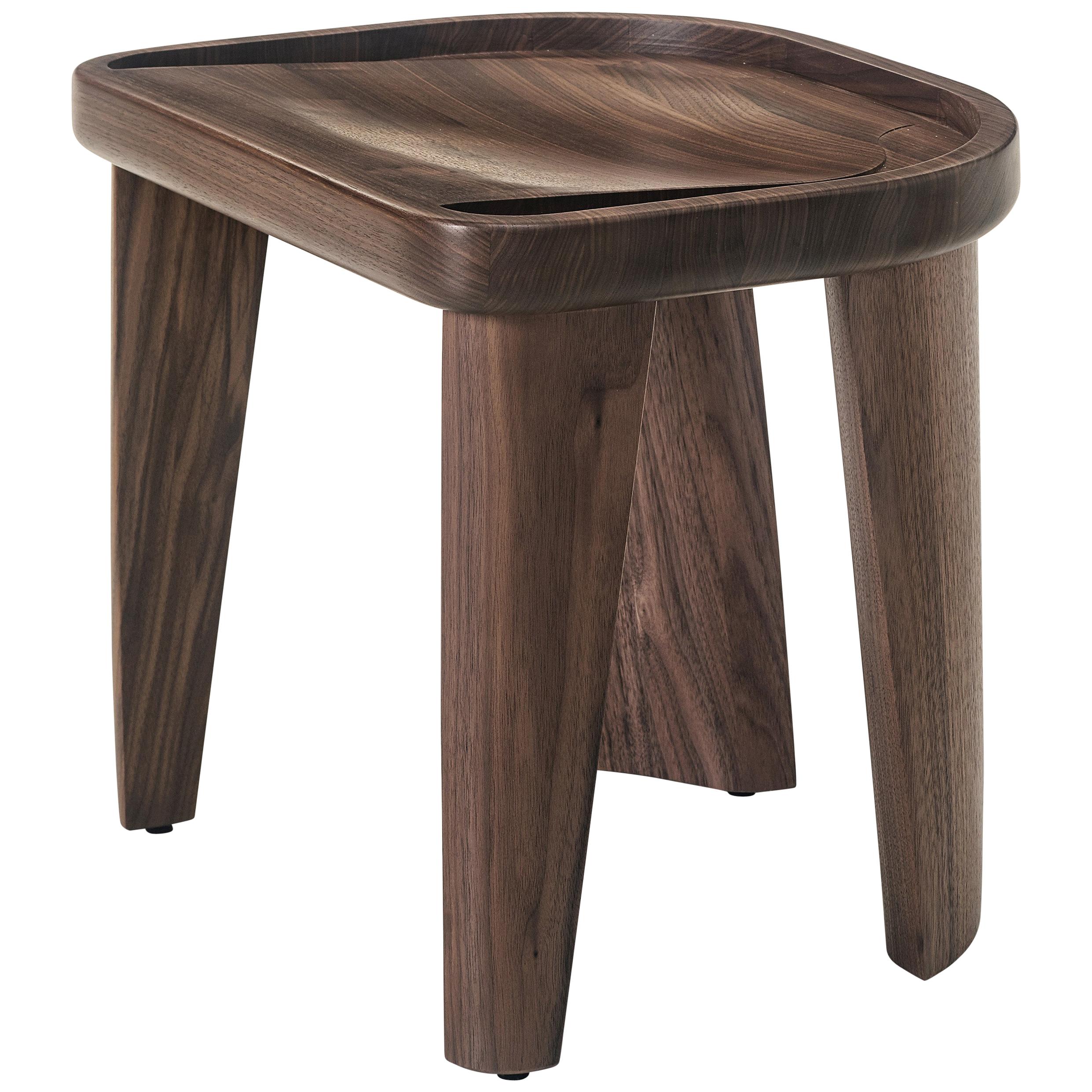 Cluster Stool in Carved, Solid Wood by Craig Bassam