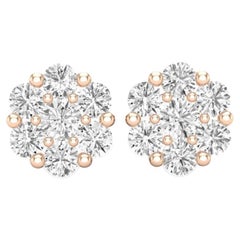 Cluster Stud Diamond Earrings, 18k Rose Gold, 1.7ct