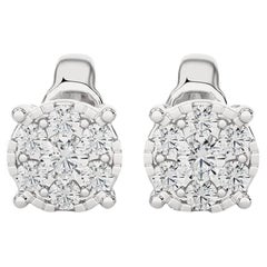 Cluster Stud Earrings: 1/3 Carat Diamonds in 14k White Gold