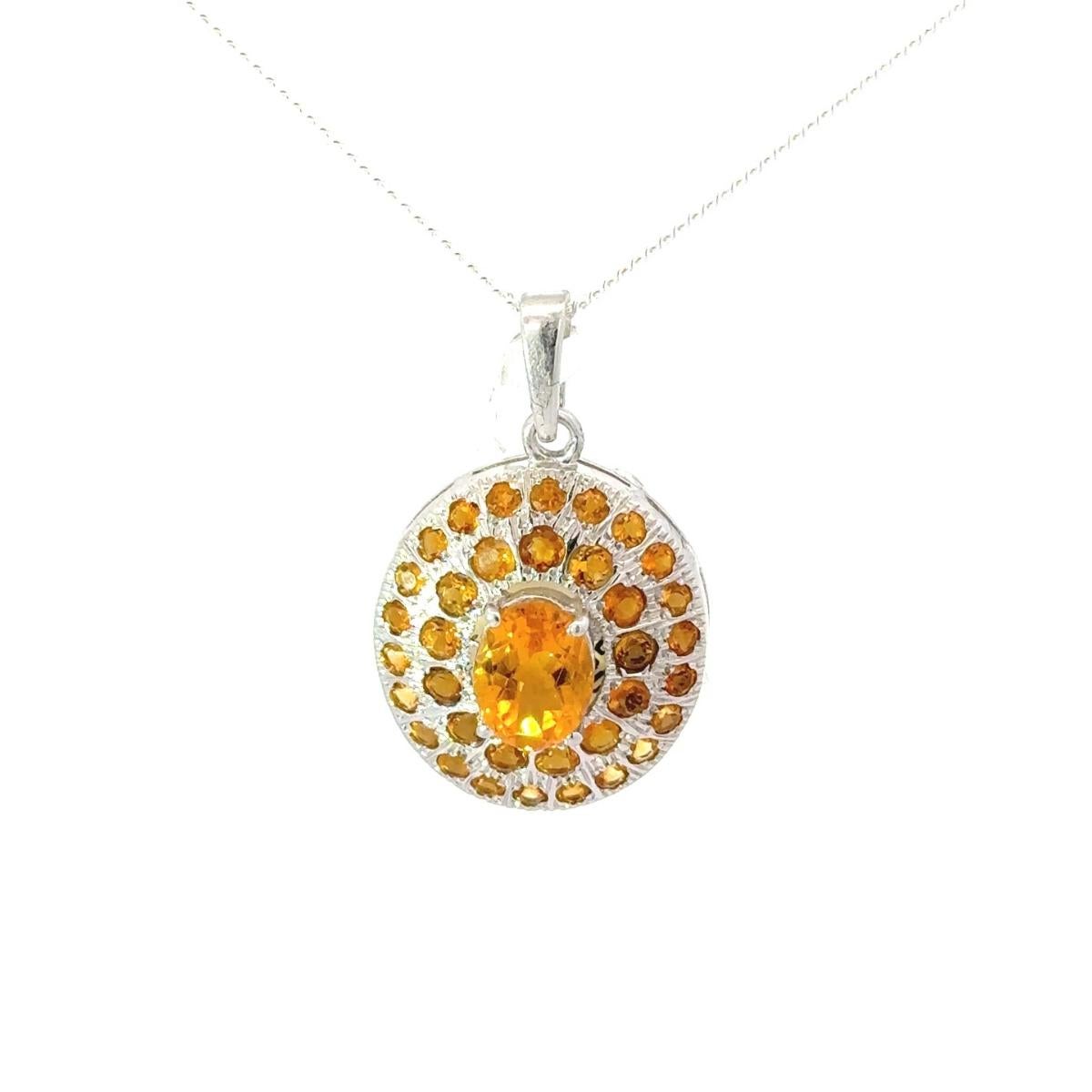 Pendentif en argent 925 avec Citrine en forme de grappe Cadeau pour elle en vente 3