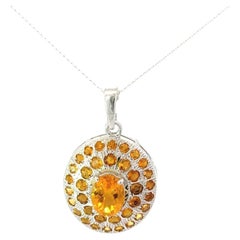 Cluster Style Citrine Gemstone Dainty Pendant Gift for Her in 925 Silver