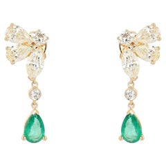 1.46ctw Fancy Diamond 14K Yellow Gold Teardrop Earrings
