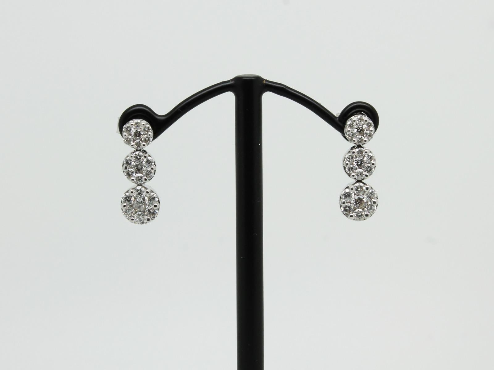 diamond cluster flower earrings