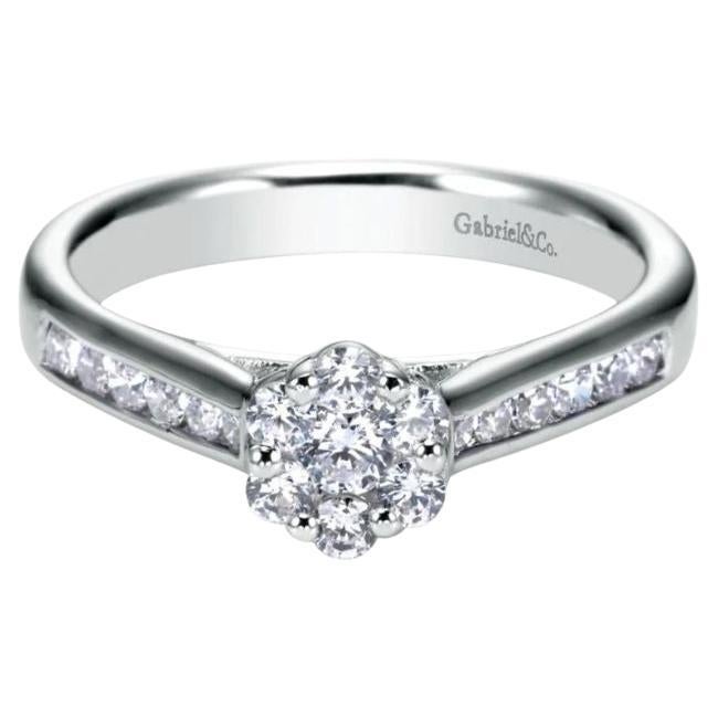 Cluster White Gold Diamond Engagement Ring For Sale