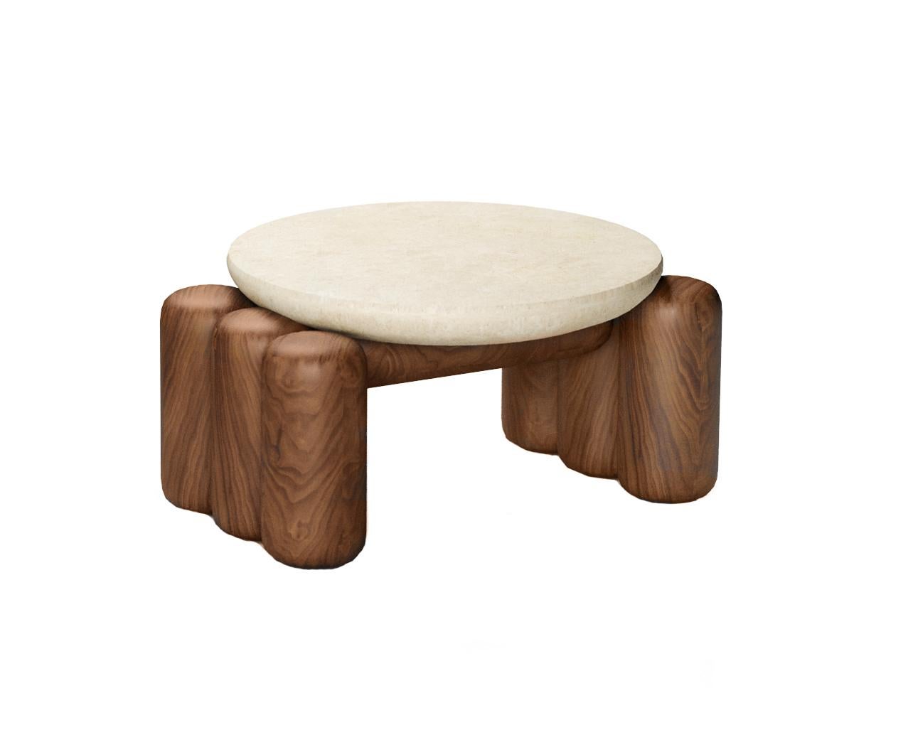 Accent table with minimalist shape from natural stone and solid wood.
The shape of the table imitates the placement of layers inside one cluster.
The pipe rhythms give the table an industrial look and adding uniqueness to the product while