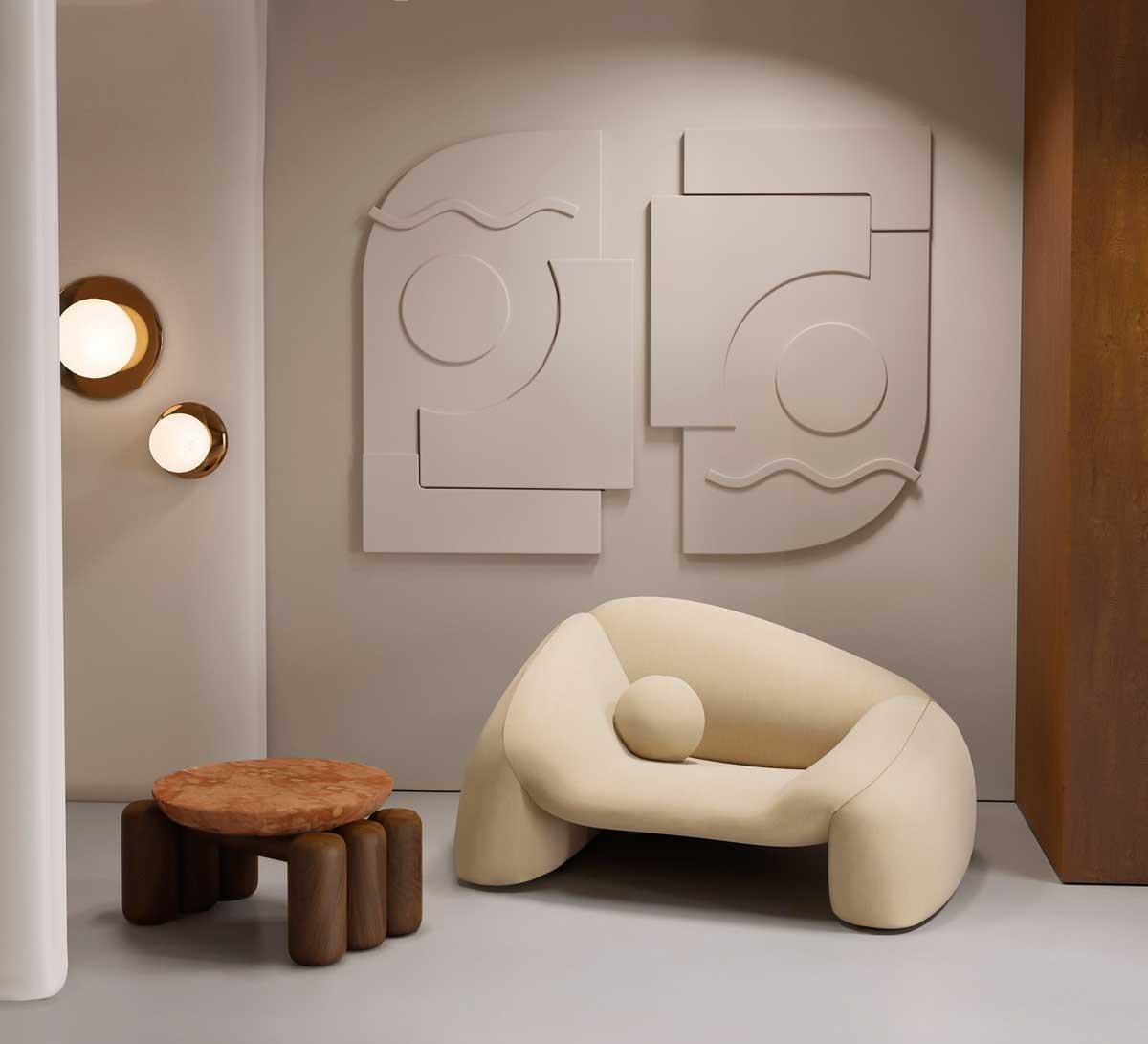 Stone Cluster Wood with natural stone by Alter Ego Studio For Sale