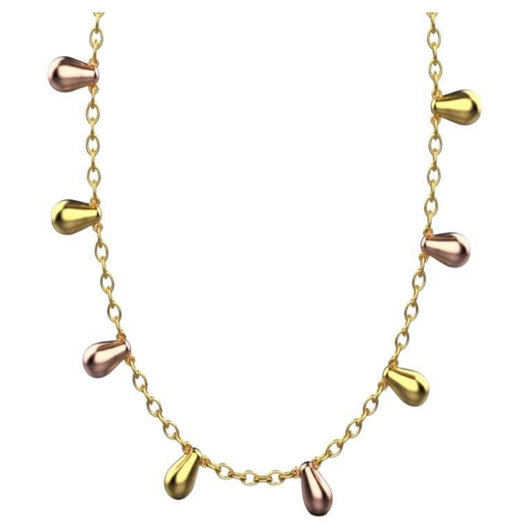 Clustered Alternate Chain Necklace, 18k Gold, Rose Gold
