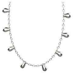 Clustered Chain Necklace, 18k White Gold