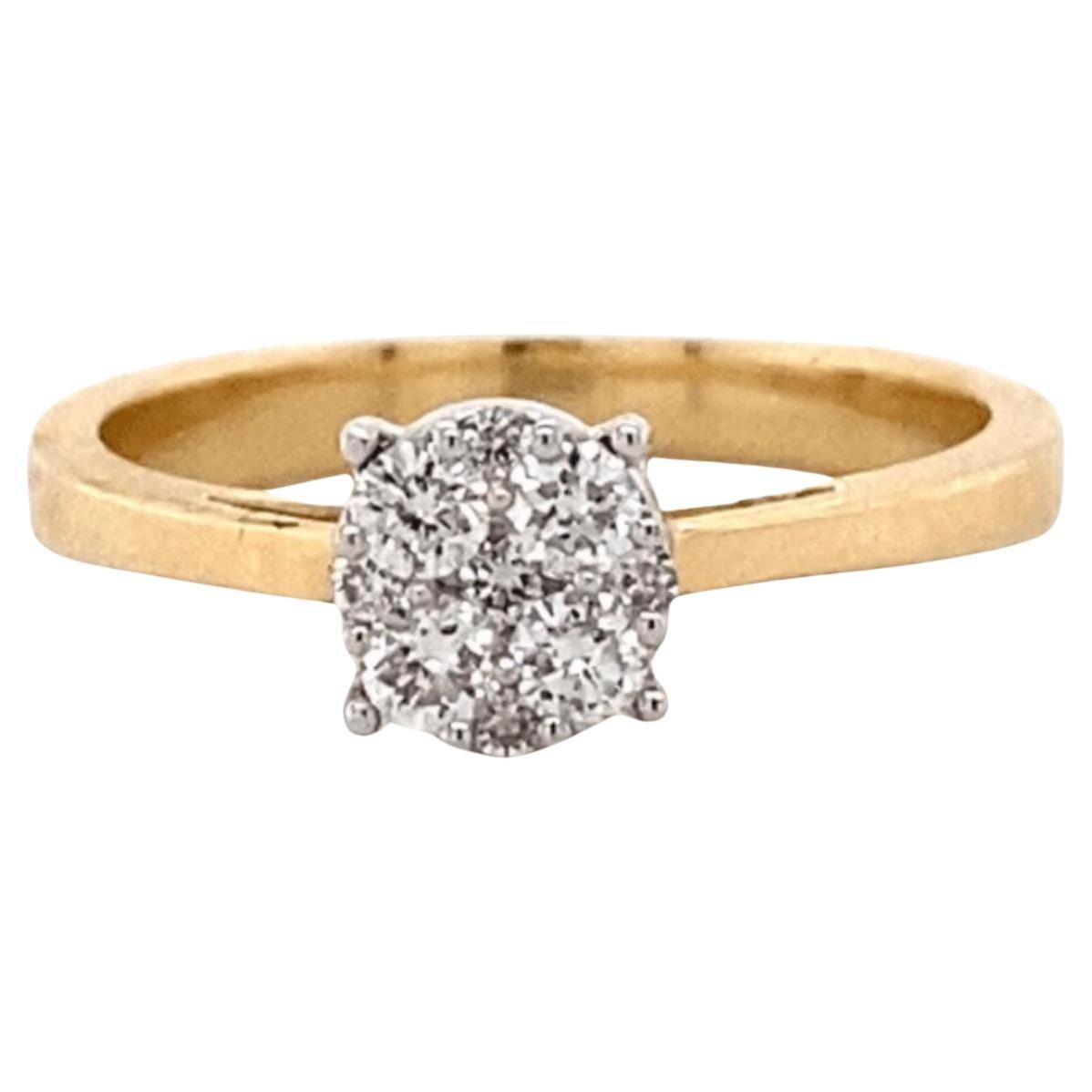 Clustered Natural Diamond Proposal Ring in 14k Solid Gold (Certified) im Angebot