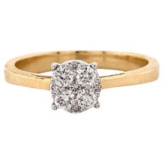 Clustered Natural Diamond Proposal Ring in 14k Solid Gold (Certified)