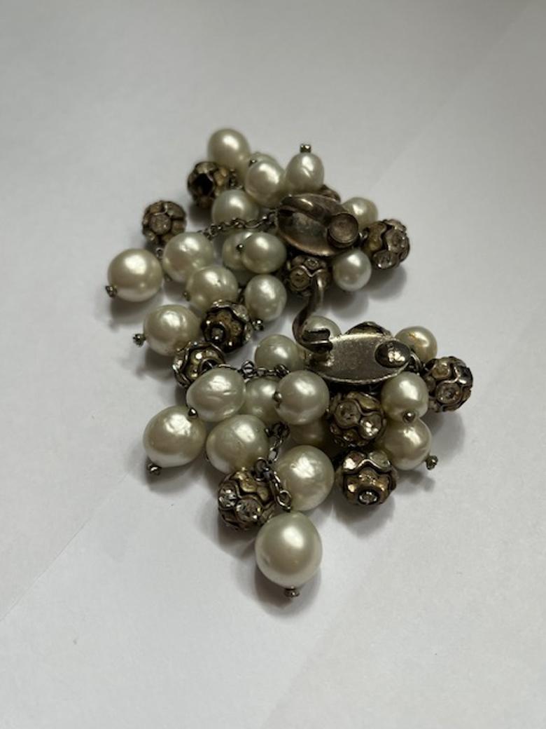 Women's Clustered Pearl and Strass Clip-on Earrings by Roger Scemama For Sale