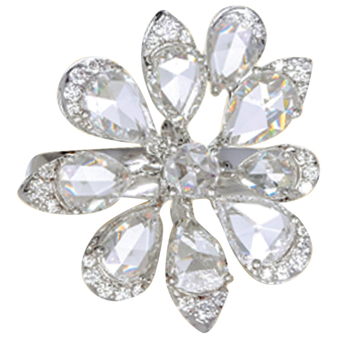 Clustered Petal Diamond Ring For Sale