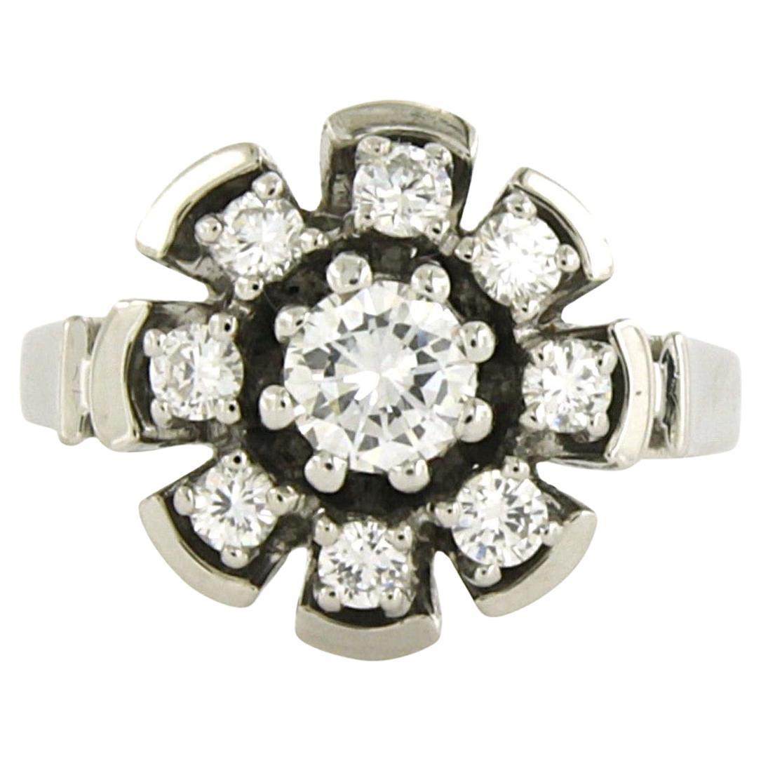 Clusterring with brilliant cut diamonds up to 0.64ct 18k white gold