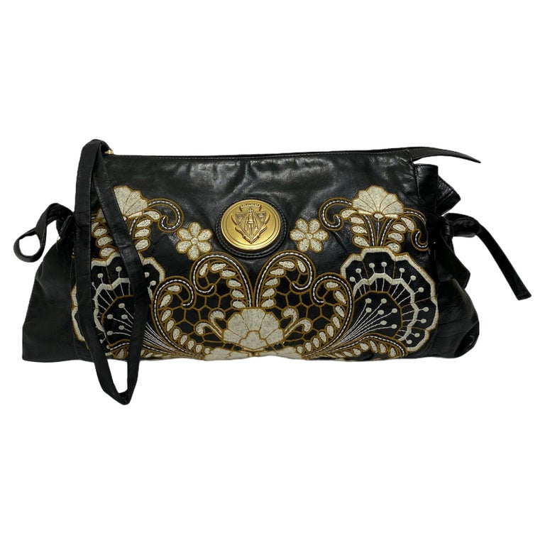 Embroidered Patent Leather Clutch 