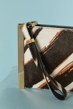 Clutch in veal fur with zebra print on BALENCIAGA (New with tag )