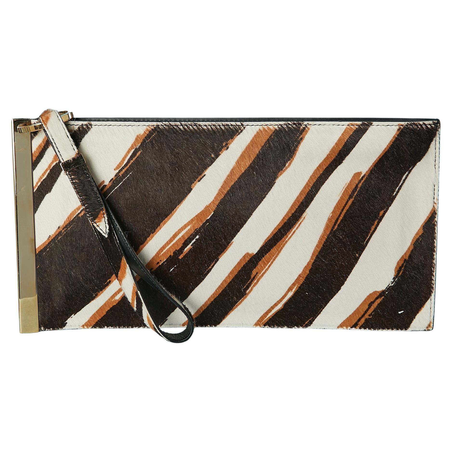 Clutch in veal fur with zebra print on BALENCIAGA (New with tag )