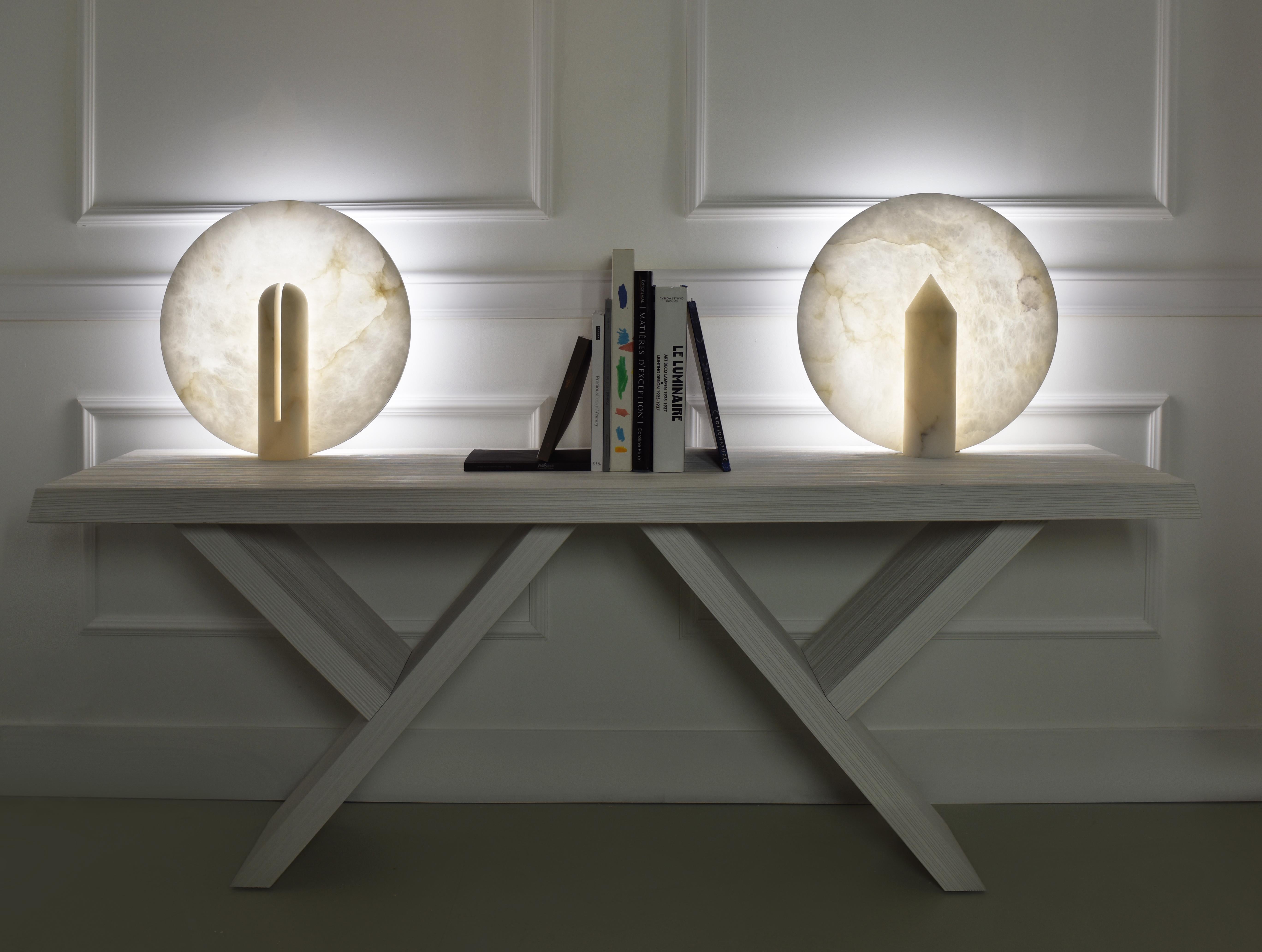 French Clyde Alabaster Table Lamp by Atelier Alain Ellouz
