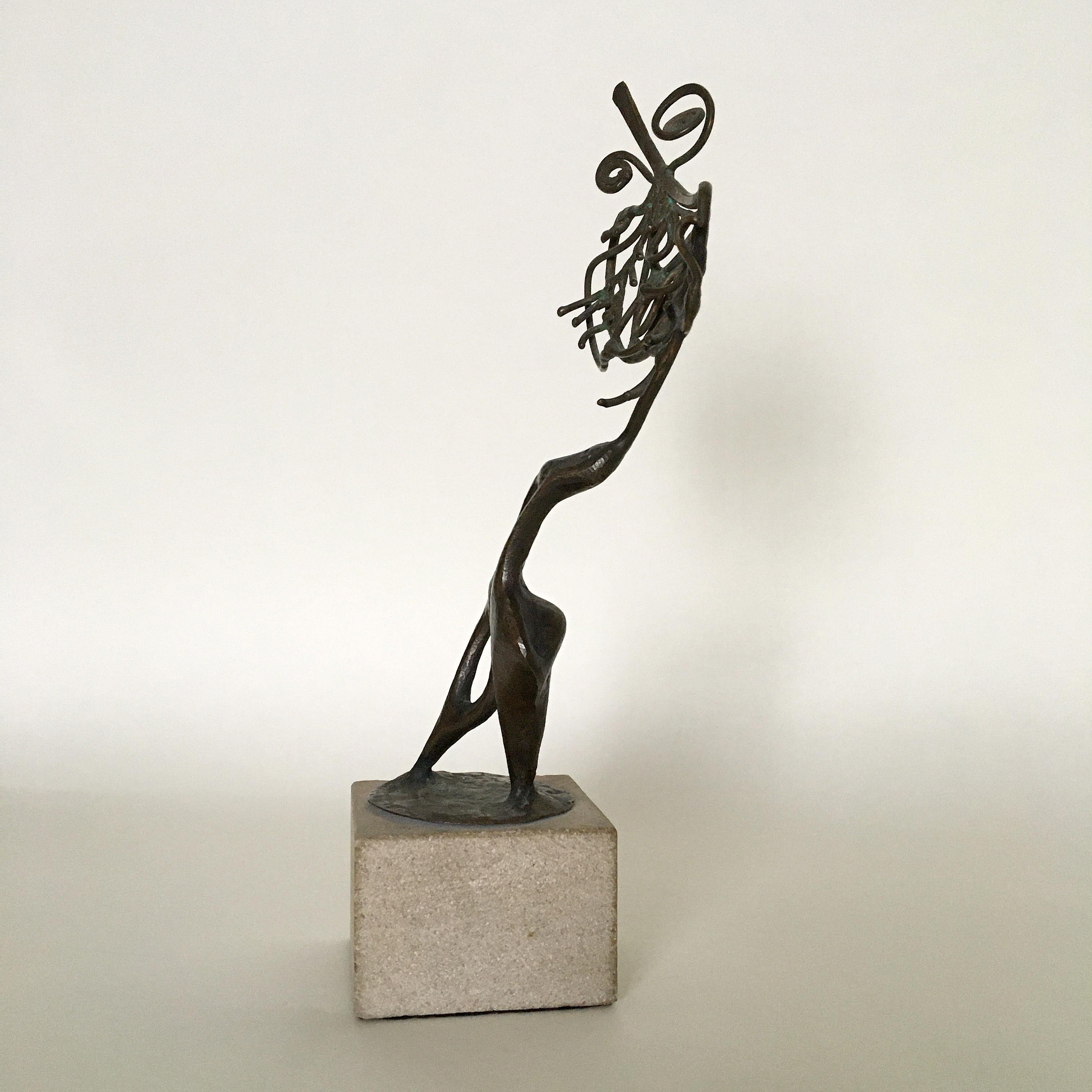 Abstract, figural bronze sculpture by Indiana/Michigan artist Clyde Ball, dated 1977.

 