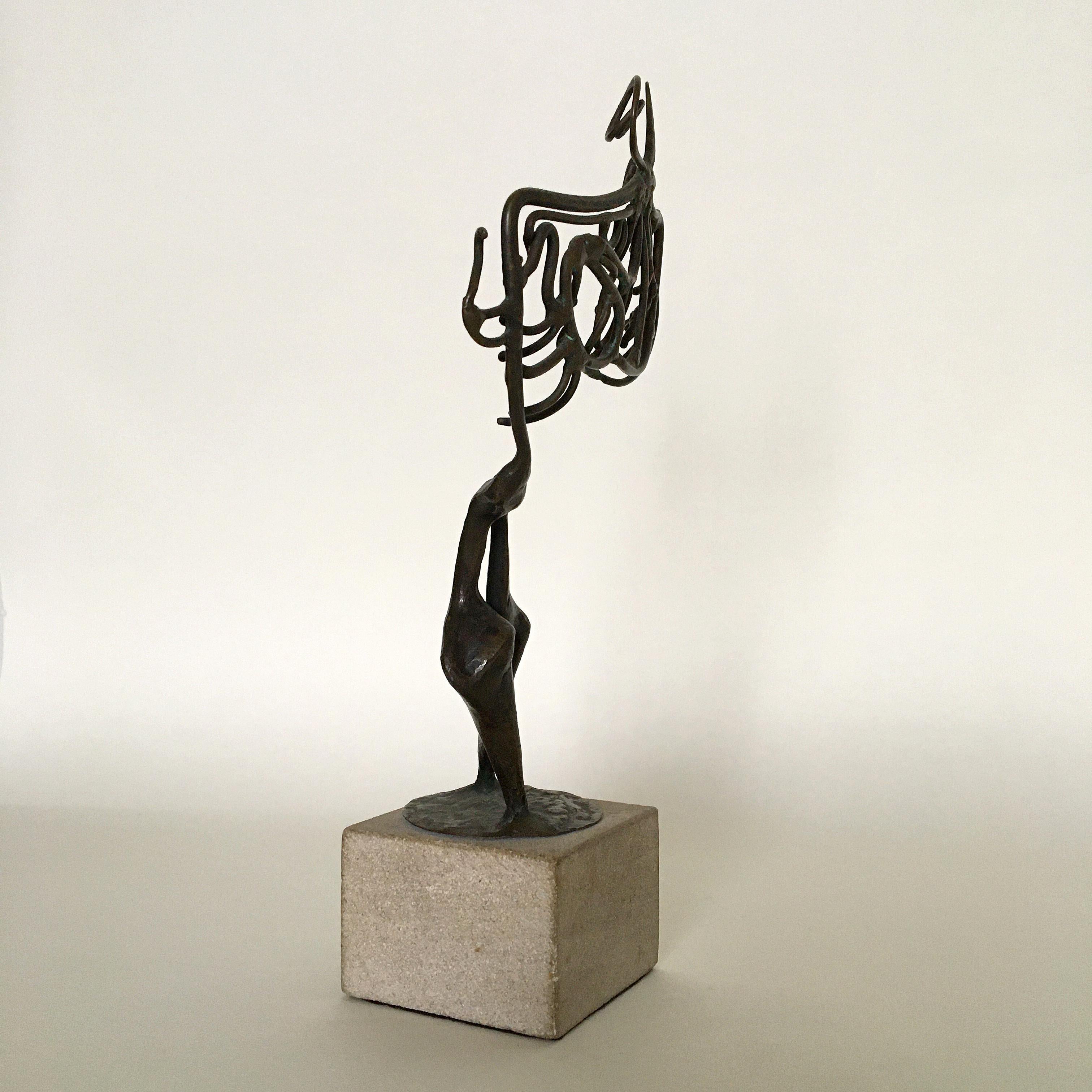 American Clyde Ball Abstract Figural Bronze Sculpture Dated 1977