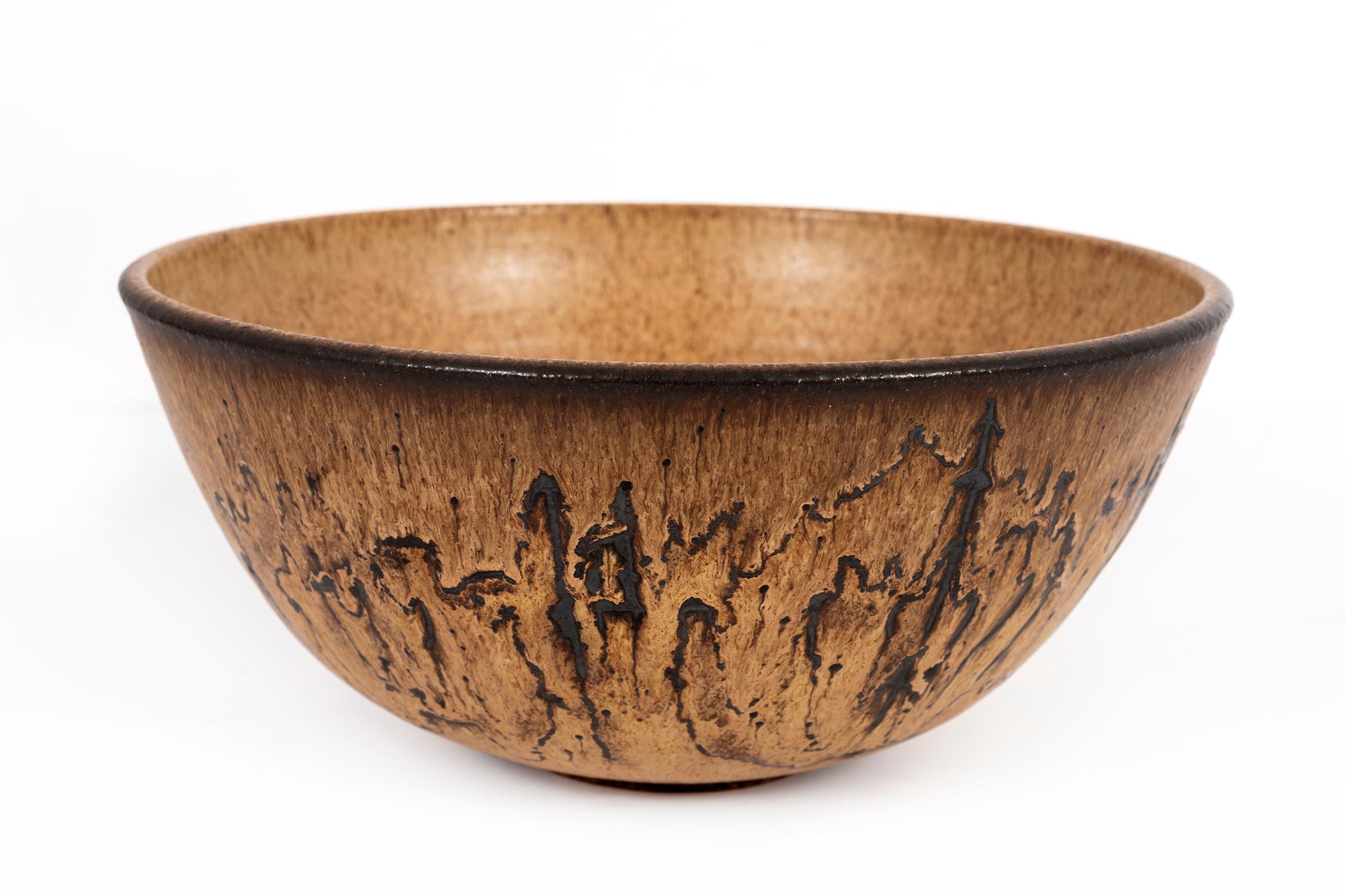 Clyde Burt ceramic bowl, beautiful technical glazes. 
Signed [CB] underside.