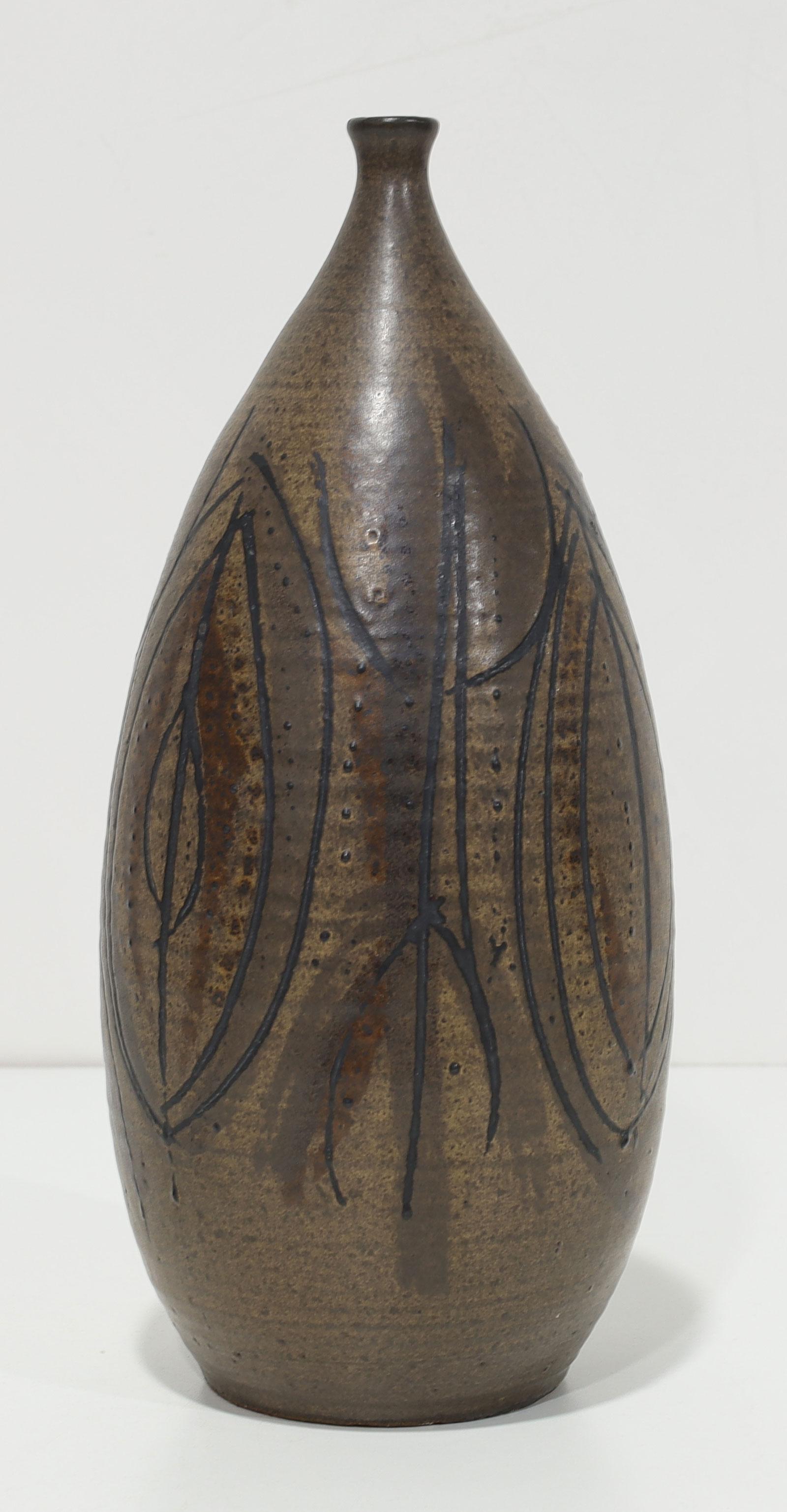 North American Clyde Burt Ceramic Vase For Sale