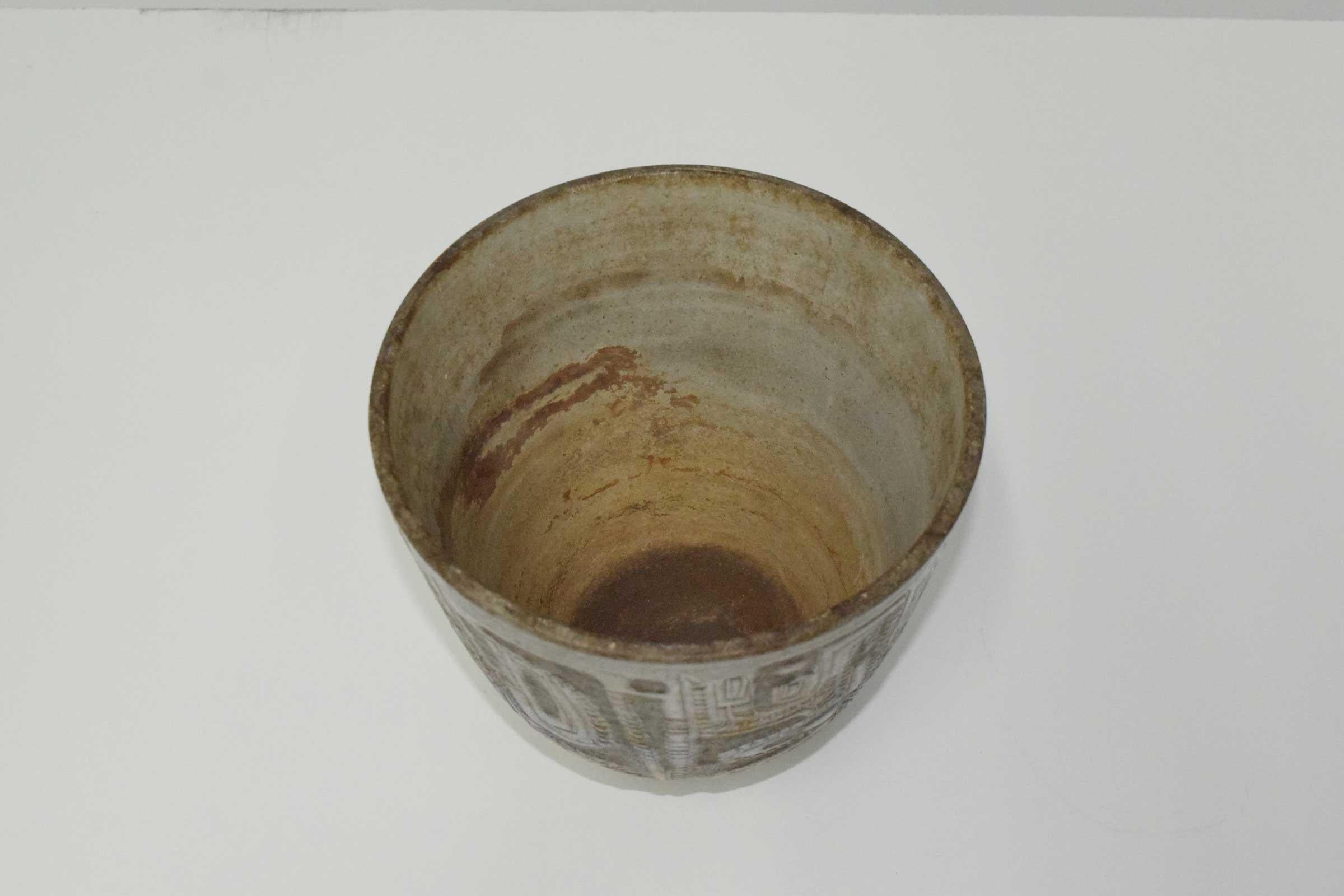 20th Century Clyde Burt Ceramic Vase or Vessel with Sgraffito