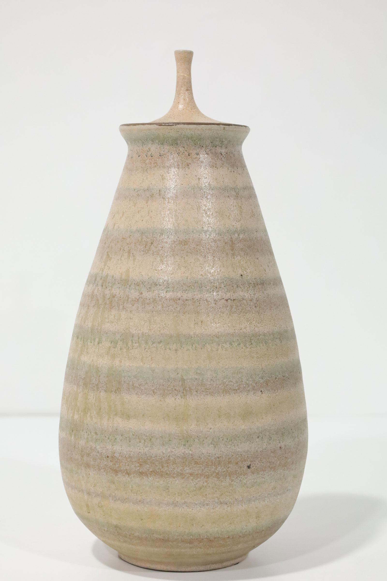 20th Century Clyde Burt Ceramic Vase with Lid For Sale