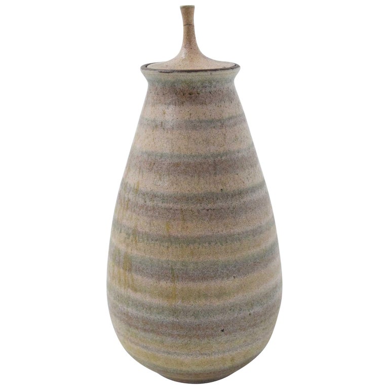 Clyde Burt Ceramic Vase with Lid For Sale at 1stDibs