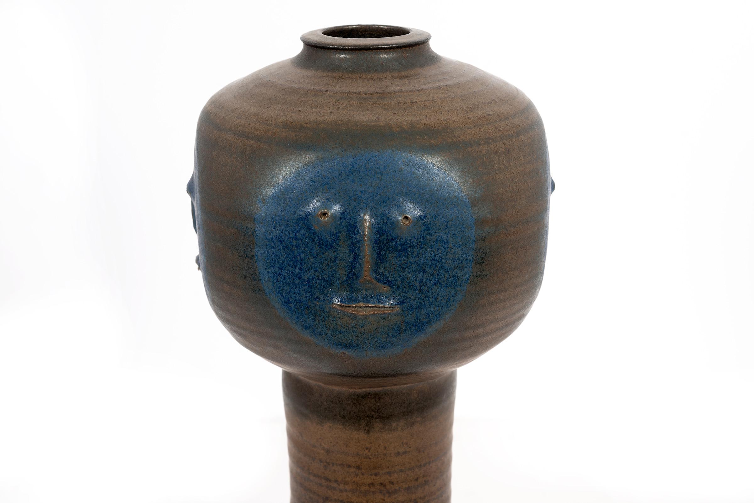Mid-Century Modern Clyde Burt Face Vase For Sale